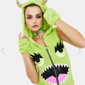 Dolls Kill hooded monster onesie costume L